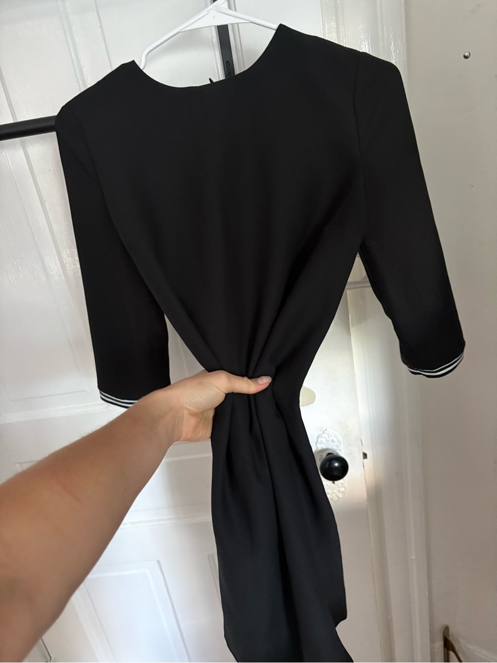 Black Women's Sheath Dress with Contrast Trim